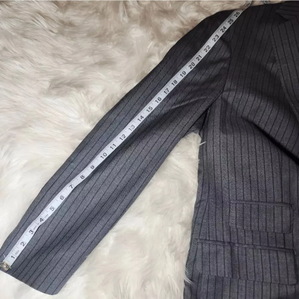 New Guabello Grey Pinstripe 2 Button Pocket Front Suit Jacket Blazer Size 44R
